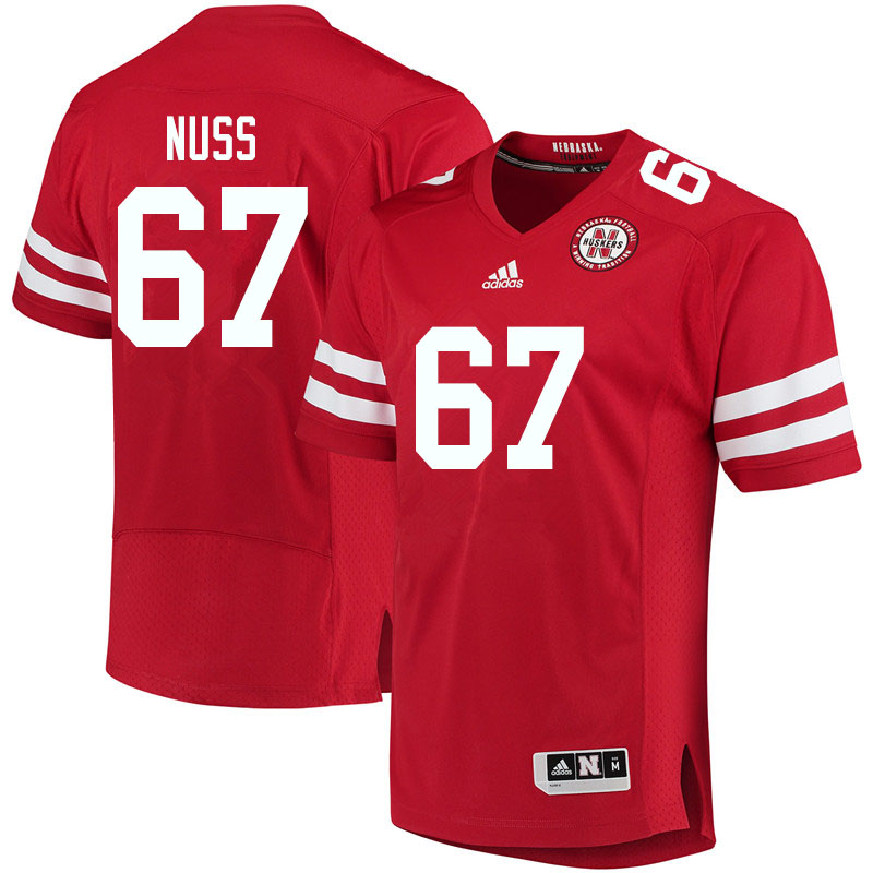 Men #67 Garrett Nuss Nebraska Cornhuskers College Football Jerseys Sale-Red